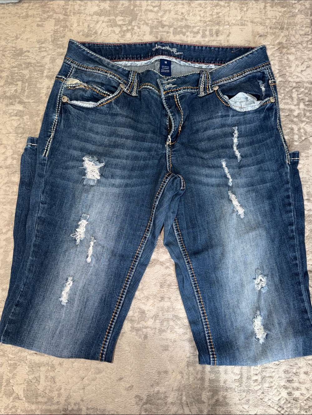 Amethyst Jeans Distressed Dark Blue Boyfriend Jeans